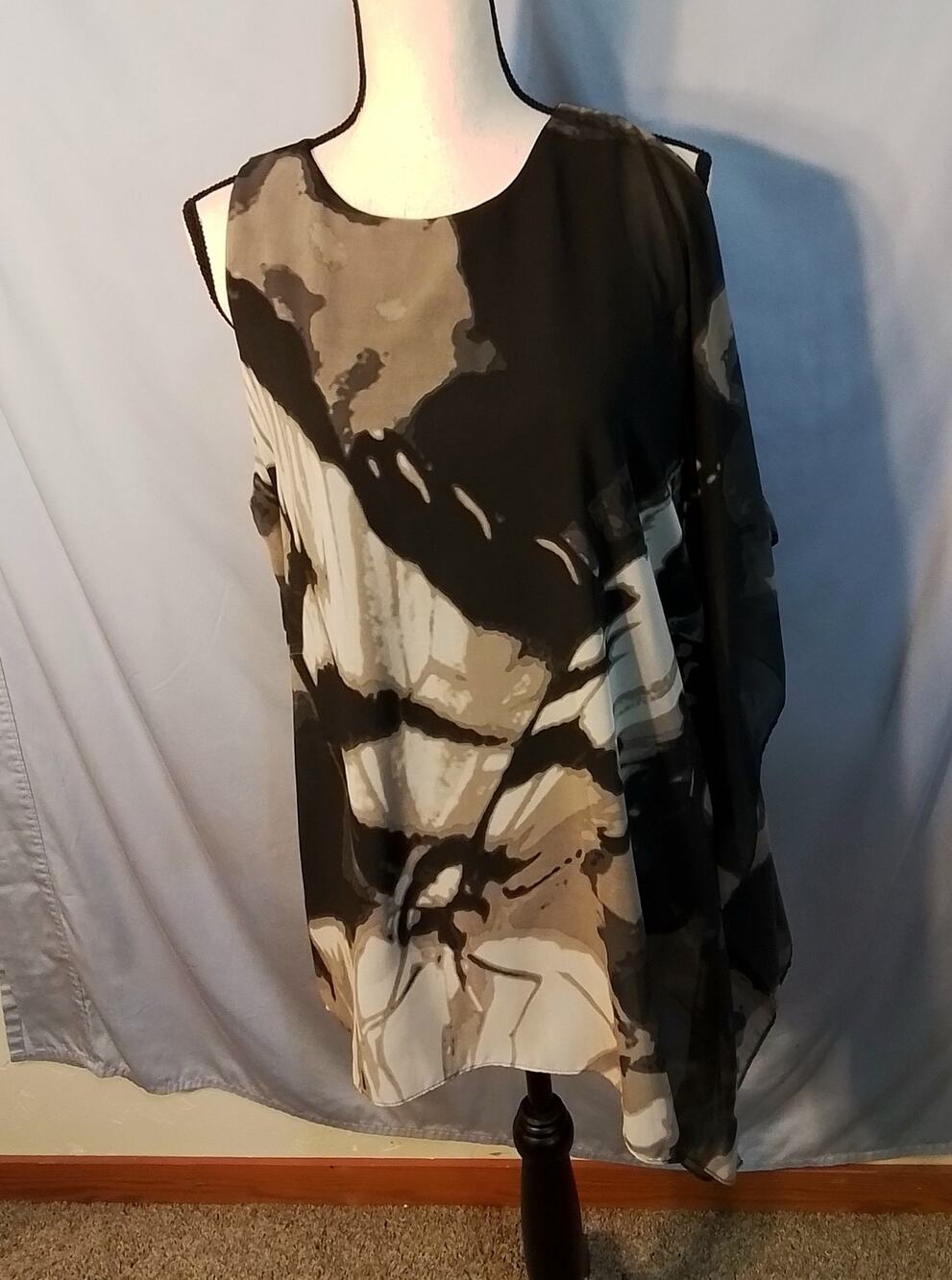 Alfani Dark grayish green tank top with sheer marbles flowy cover